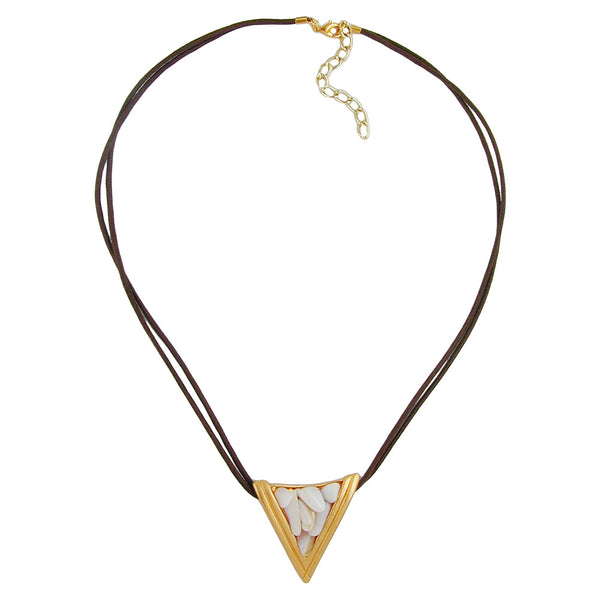 Kette, Dreieck goldfarben, Perlmutt weiß