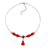 Kette Drahtkette Flachkegel rot-transparent Kunststoffperlen 45cm
