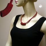 Kette 54x19mm Anhänger Rohr flach gebogen rot-marmoriert matt Kunststoff 45cm
