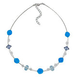Kette Drahtkette Blumenperle türkis aqua Kunststoffperlen 45cm