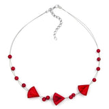 Kette, 3x Dreieckperle rot