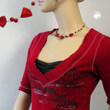 Kette, 3x Dreieckperle rot