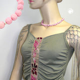 Kette, Barockperle rosa, silberfarbig