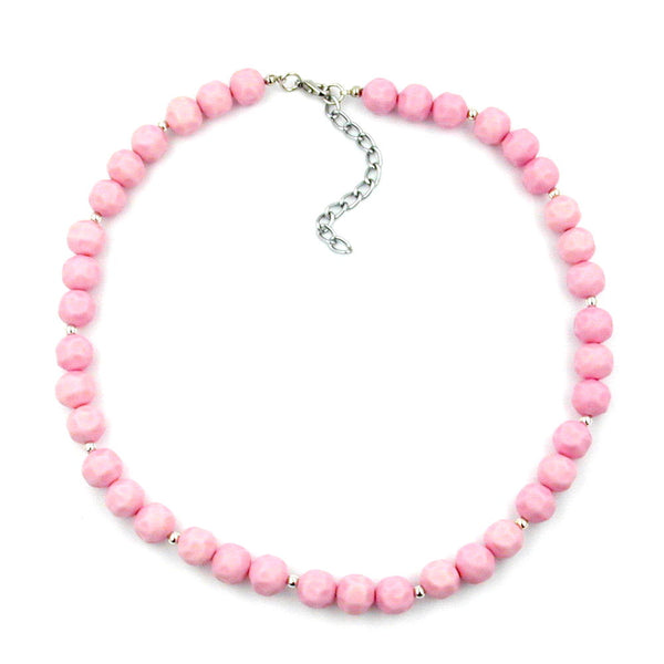Kette, Barockperle rosa, silberfarbig