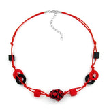 Kette, Kiesel rot-schwarz, Kordel