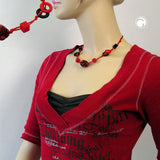 Kette, Kiesel rot-schwarz, Kordel