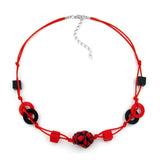 Kette, Kiesel rot-schwarz, Kordel