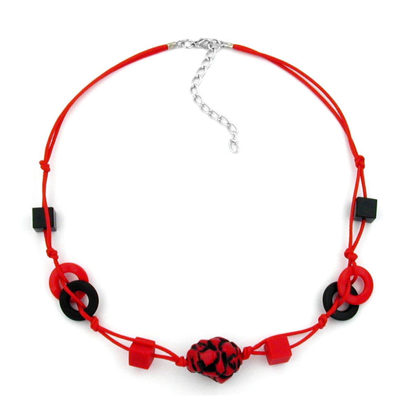 Kette, Kiesel rot-schwarz, Kordel