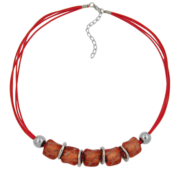 Kette, Steinperle apricot-silbergrau