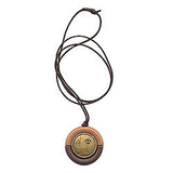 Kette 53mm Anhänger Kunststoff braunton-messingfarben Kordel braun 90cm
