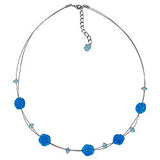 Kette Drahtkette 5 Rosettenperlen türkis-transparent Kunststoffperlen 48cm