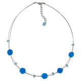 Kette Drahtkette 5 Rosettenperlen türkis-transparent Kunststoffperlen 48cm