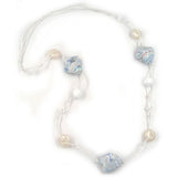 Kette, 3x Kiesel, weiß-blau-türkis