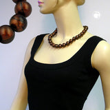 Kette, Perlen 16mm dunkelbraun-seide
