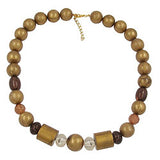 Kette Kunststoffperlen braun-gold-seidig glänzend 55cm