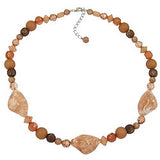 Kette Kunststoffperlen Chrash-Nugget topas-braun 55cm
