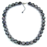Kette, Perlen 16mm grau-ton marmor