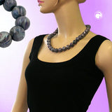 Kette, Perlen 16mm grau-ton marmor