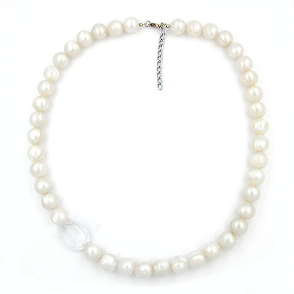 Kette, Perlen 14mm, wachsweiß