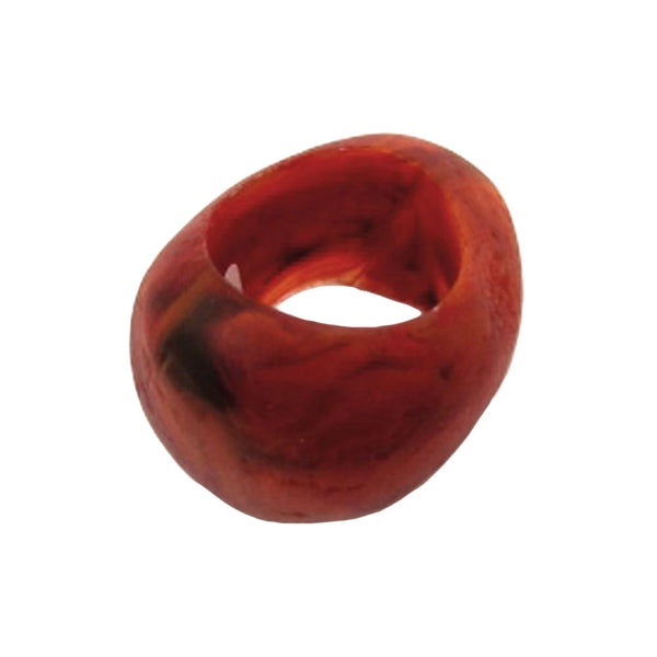 Tuchring 33x25mm Kunststoff Ringperle unrund 17mm-Loch rot-schwarz-marmoriert matt
