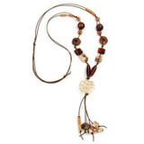 Kette, Spiralperle beige, braun-beige