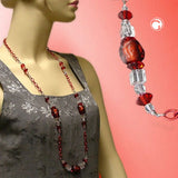 Kette, Steinperle mit Ankerkette rot