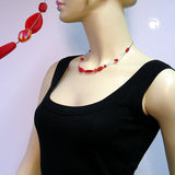 Kette, Glas, rot-geflammt, Draht