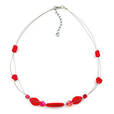 Kette, Glas, rot-geflammt, Draht