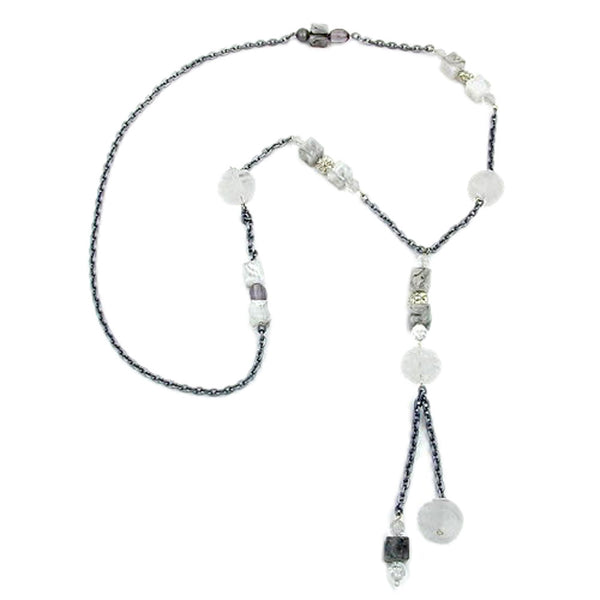 Kette, Spirale weiß-matt mit grau