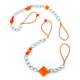 Kette, orange-silber-kristall