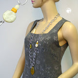 Kette, Weitpanzer, Perle beige-gelb