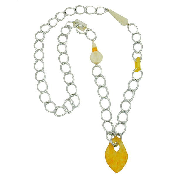 Kette, Weitpanzer, Perle beige-gelb