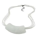 Kette 54x19mm Anhänger Rohr flach gebogen weiß-marmoriert matt Kunststoff 45cm