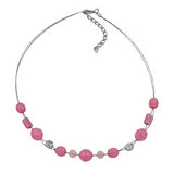 Kette Drahtkette mit Glasperlen Facettenperle sattrosa und silber-verspiegelt 45cm