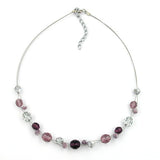 Kette, Glas, lila-silber, Draht