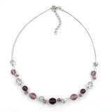 Kette, Glas, lila-silber, Draht
