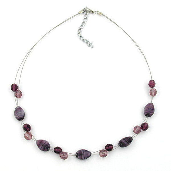 Kette, Glas, Nugget lila-flieder