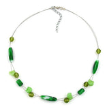 Kette, Glas, Vierkant grün-weiß