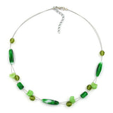 Kette, Glas, Vierkant grün-weiß