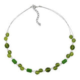 Kette Drahtkette mit Glasperlen grün und oliv-transparent 43cm