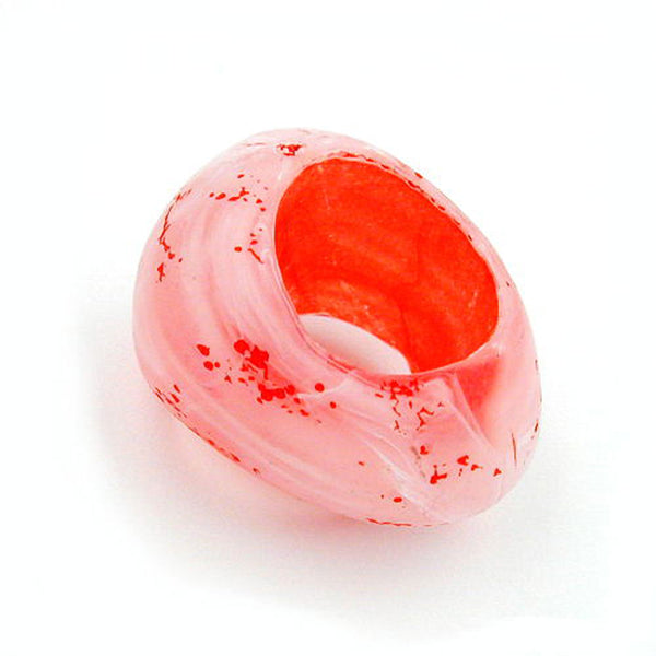 Tuchperle, oval, rot-weiß, Struktur
