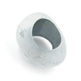 Tuchperle, oval, silber-kristall-matt
