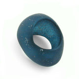 Tuchperle, oval, stahlblau-matt-silber