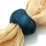 Tuchperle, oval, stahlblau-matt-silber