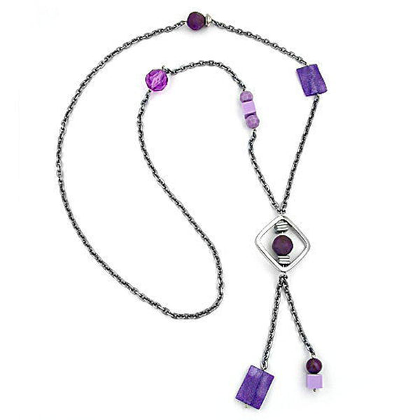 Kette, flieder-transparent und flitter