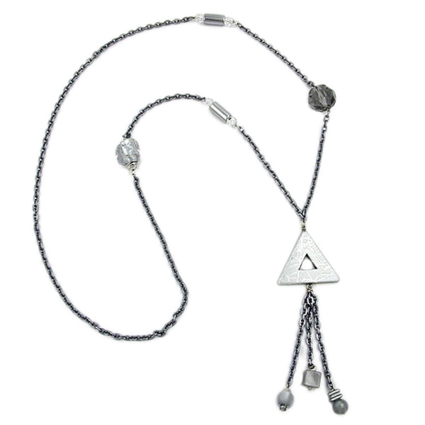 Kette, grau-spucksilber-chrom