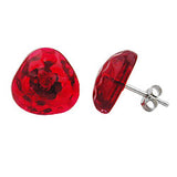 Ohrstecker Ohrring 14mm Dreieck rot-transparent gehämmert Kunststoff