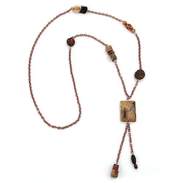 Kette, Viereck braun-beige-kupfer