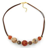 Kette, Perlen karamel-braun-beige