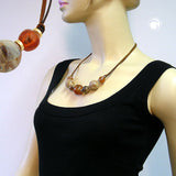 Kette, Perlen karamel-braun-beige